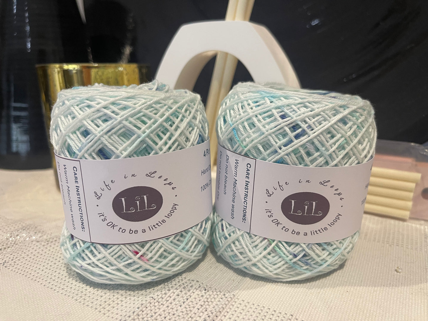 Hand Dyed Cotton Yarn - 50g 4 ply Speckles