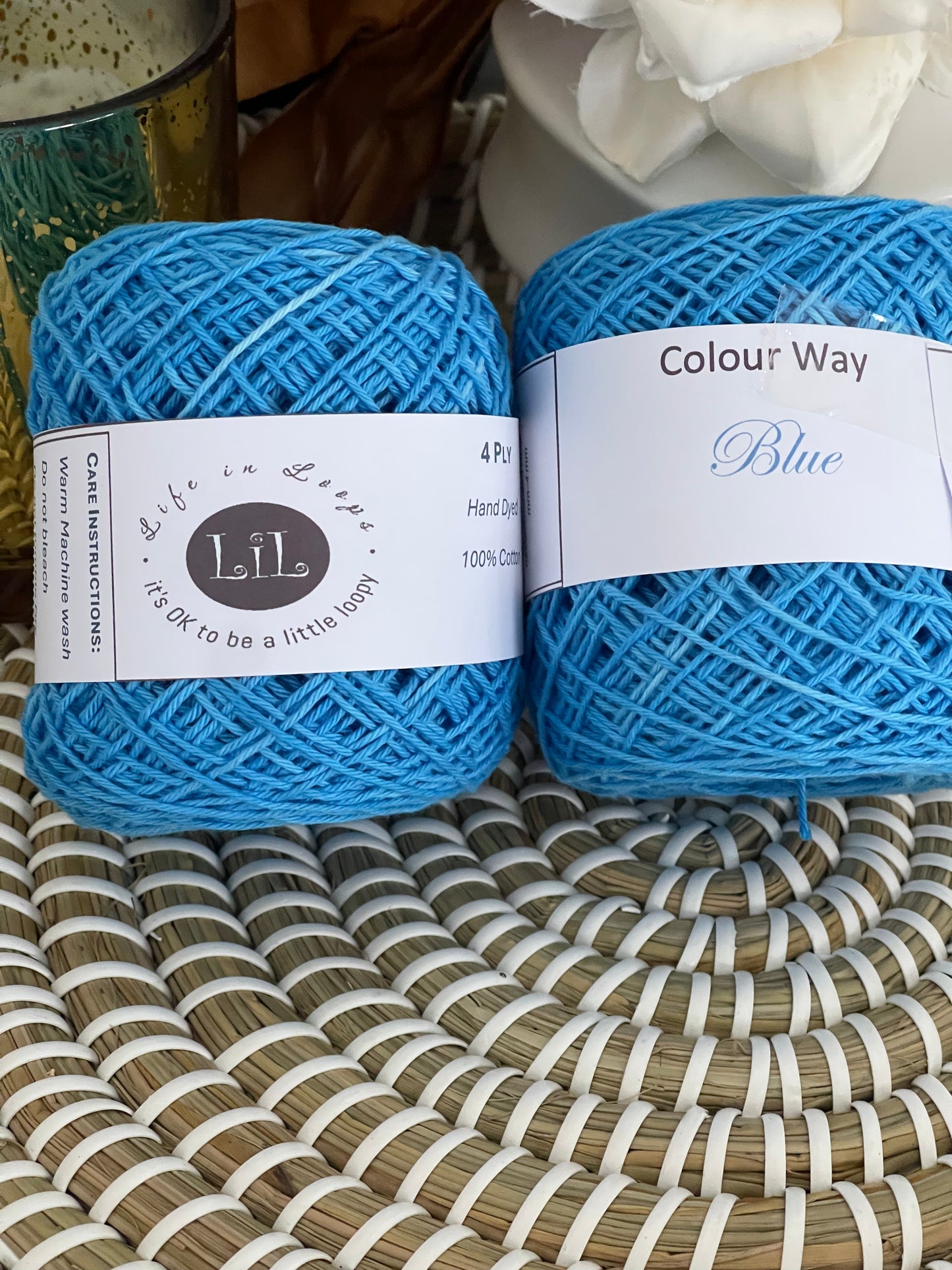 Hand Dyed Cotton Yarn - 50g 4 ply Plain/Semi Tonals