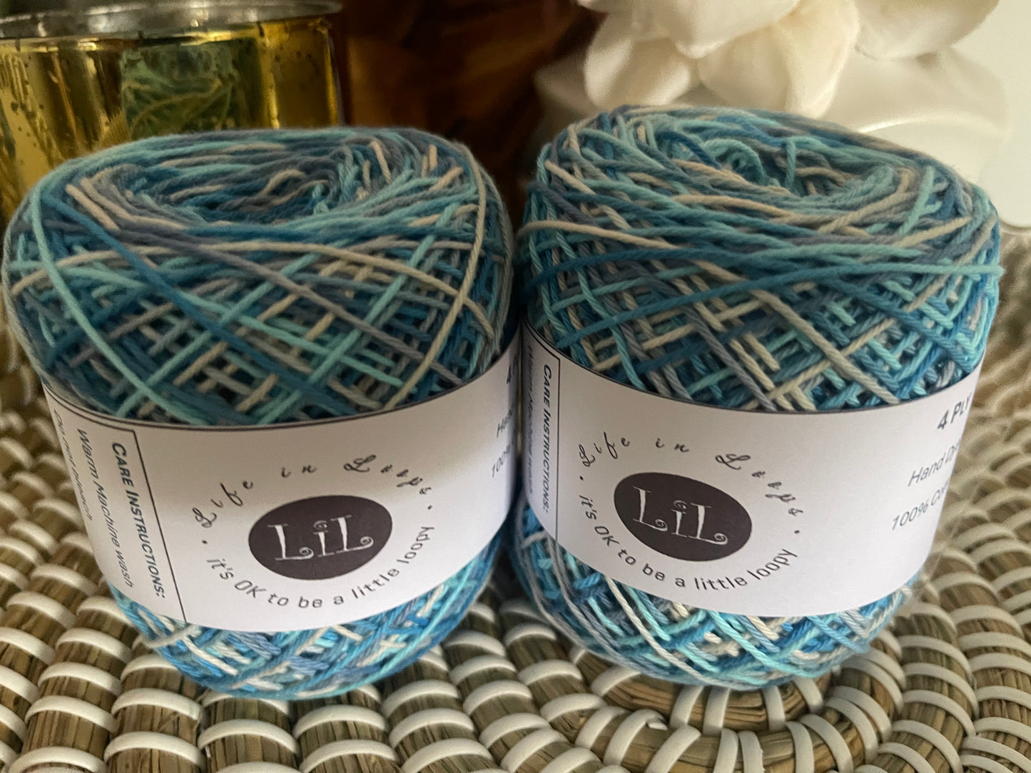 Hand Dyed Cotton Yarn - 50g 4 ply Speckles