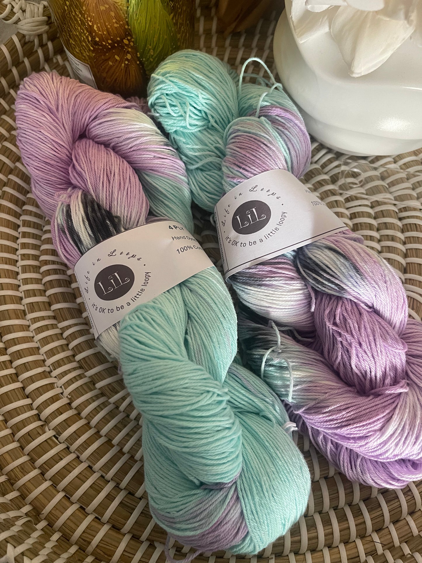Hand Dyed Cotton Yarn - 100g Florals