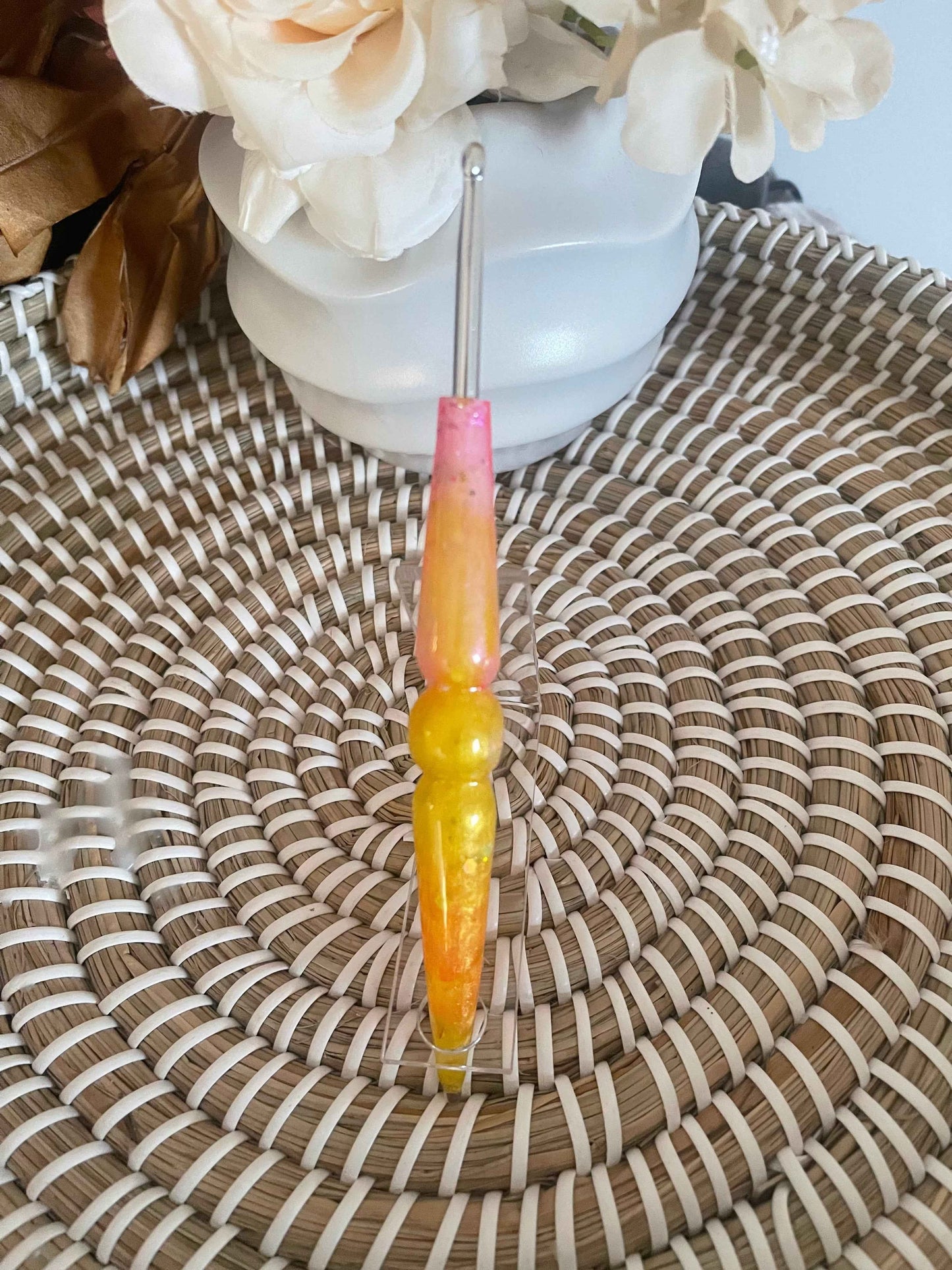 Frangipani Bloom Resin Crochet Hook – 4.5mm KnitPro 🌺