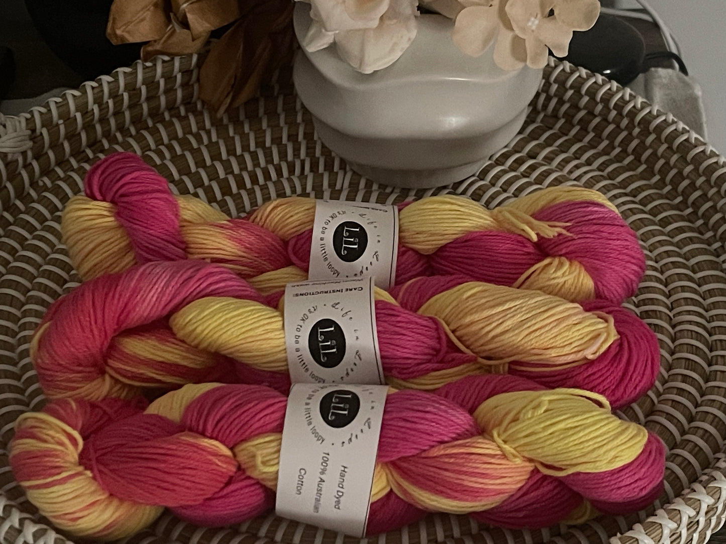 Hand Dyed Cotton Yarn - 100g Florals
