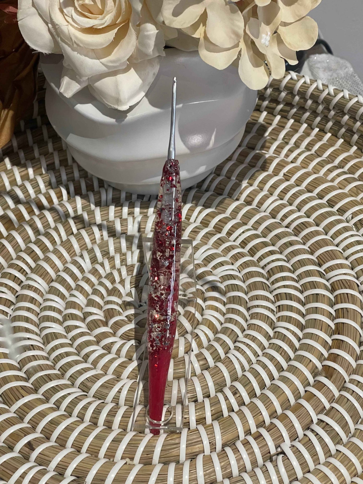 Red Pixie Resin Crochet Hook – 2mm Clover Armour ❤️🧚♀️