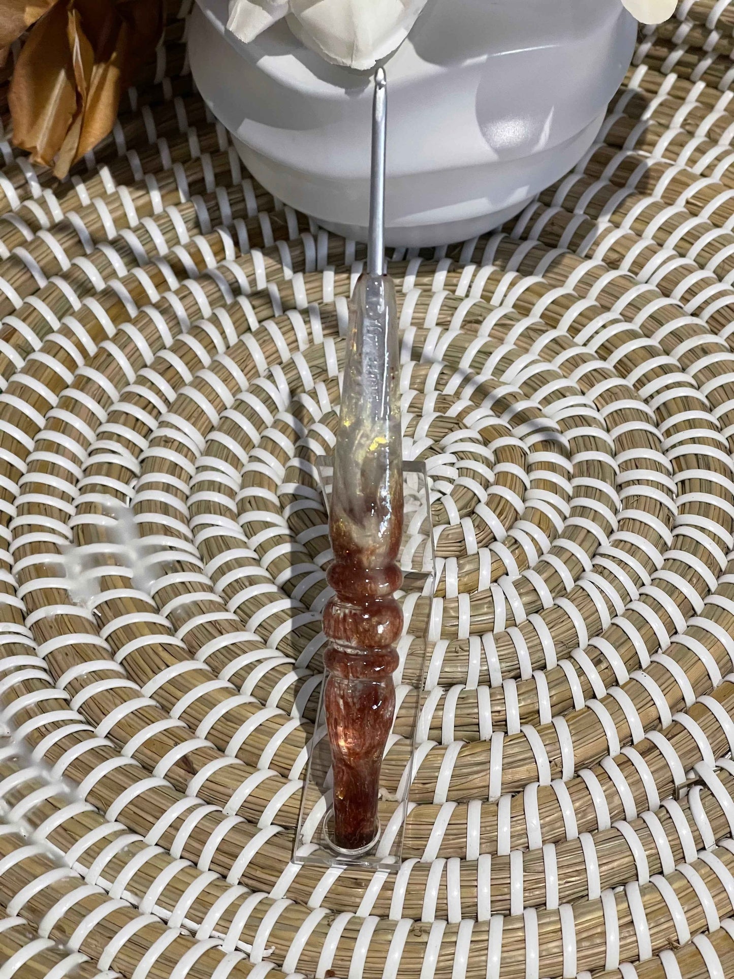 Caramel Brew Resin Crochet Hook – 3mm Clover Armour ☕✨