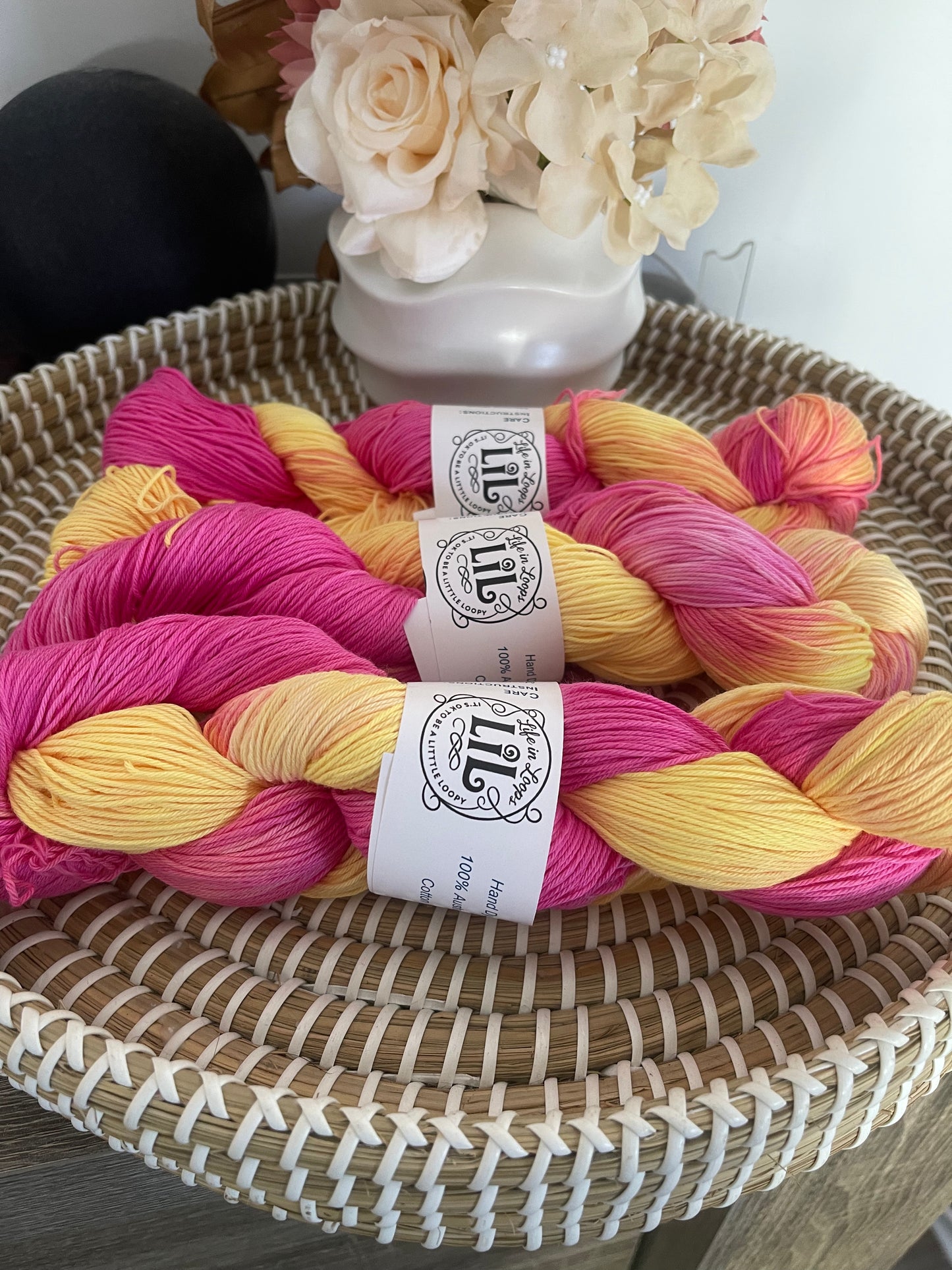 Hand Dyed Cotton Yarn - 100g Variegated Yarns