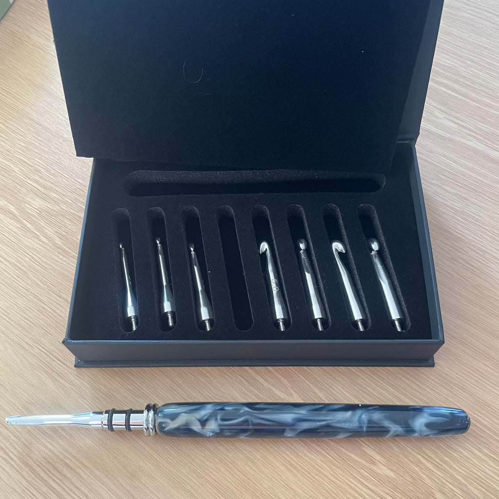 Steel Blue Acrylic O-Ring Interchangeable Crochet Hook Set