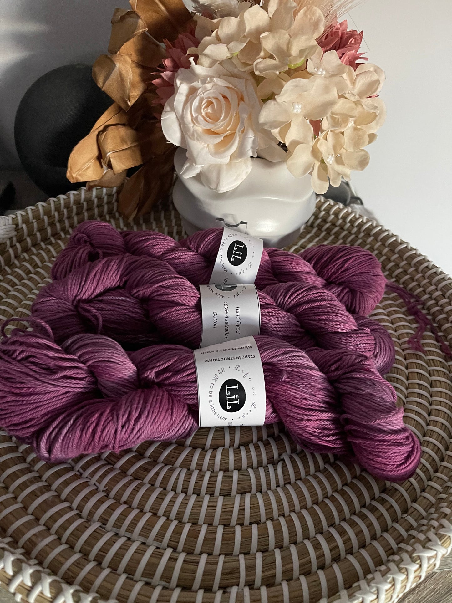 Hand Dyed Cotton Yarn - 100g Semi Tonal