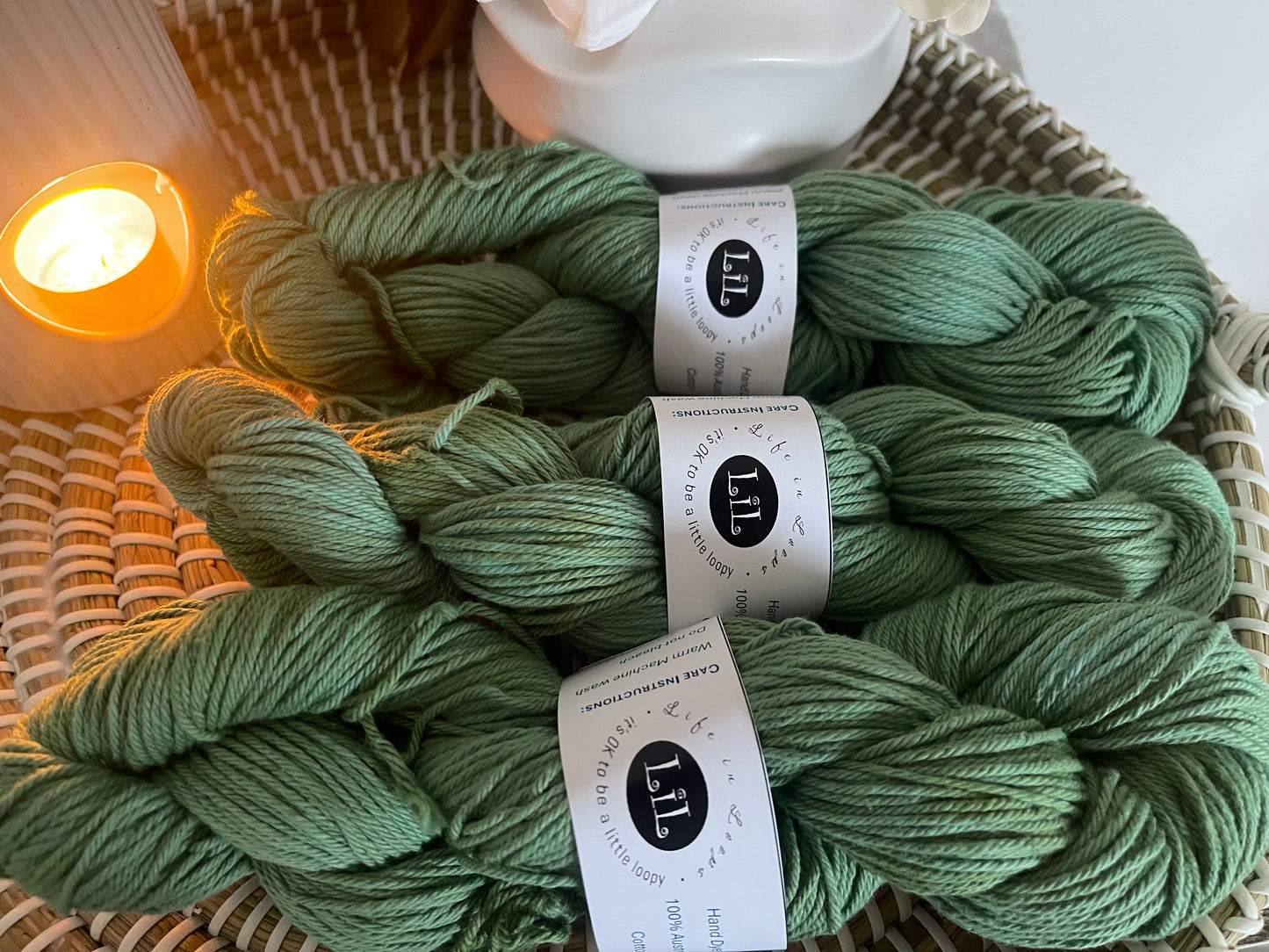 Hand Dyed Cotton Yarn - 100g Semi Tonal