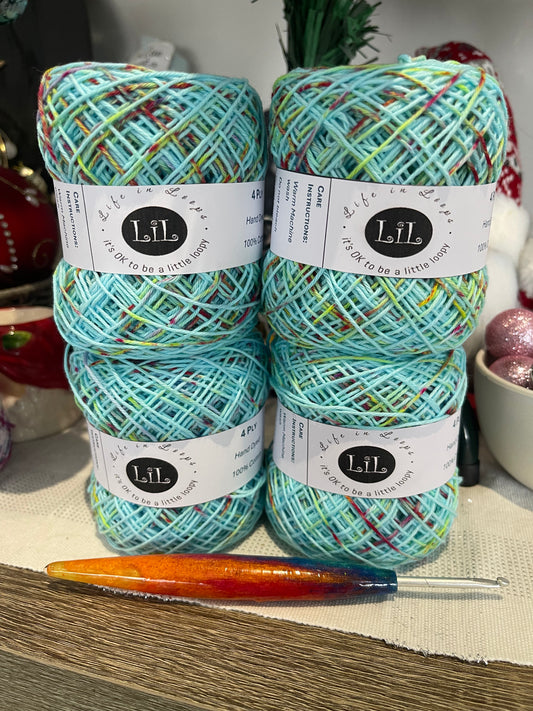 Hand Dyed Cotton Yarn - 50g 4 ply Speckles