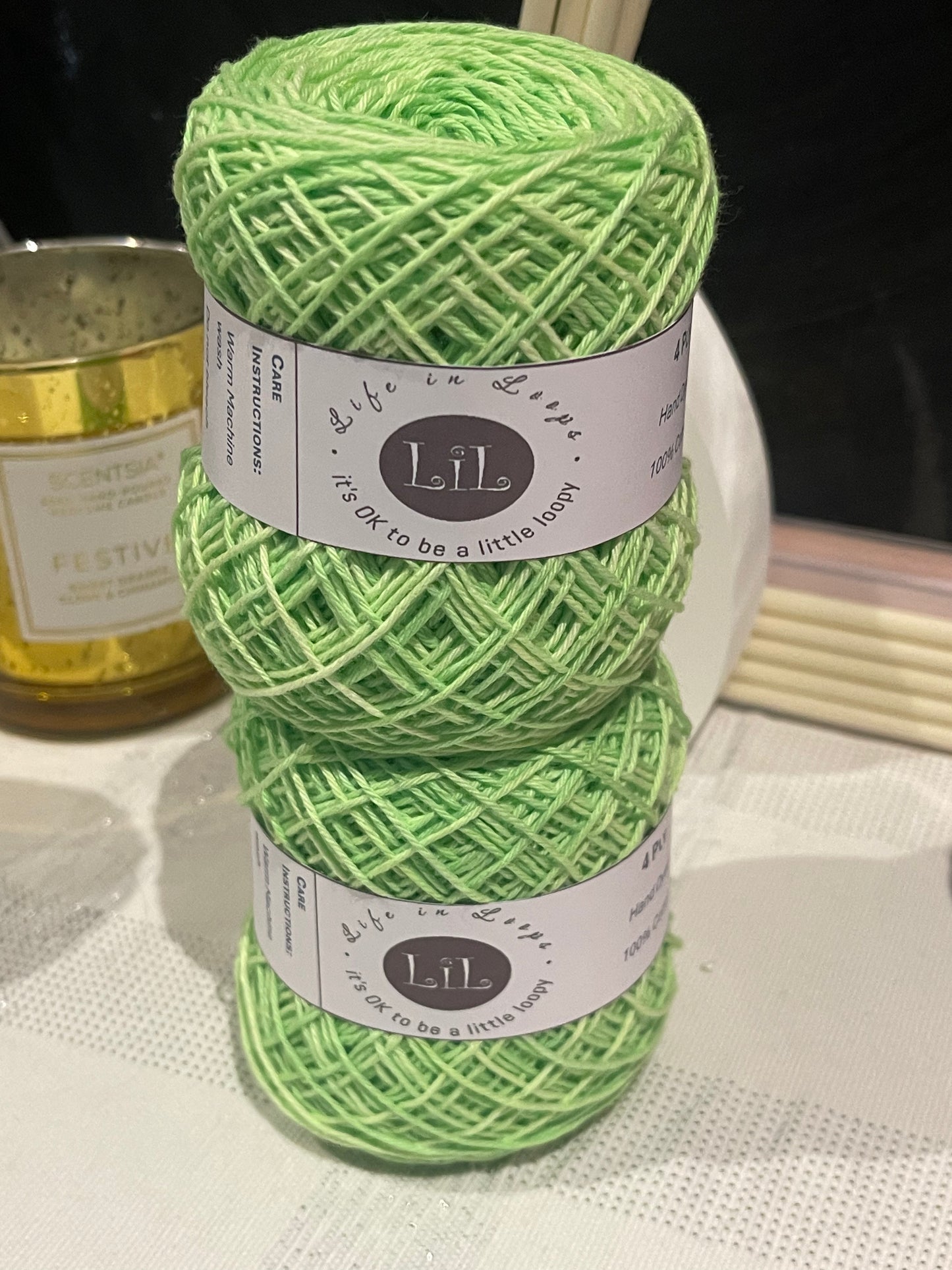 Hand Dyed Cotton Yarn - 50g 4 ply Plain/Semi Tonals