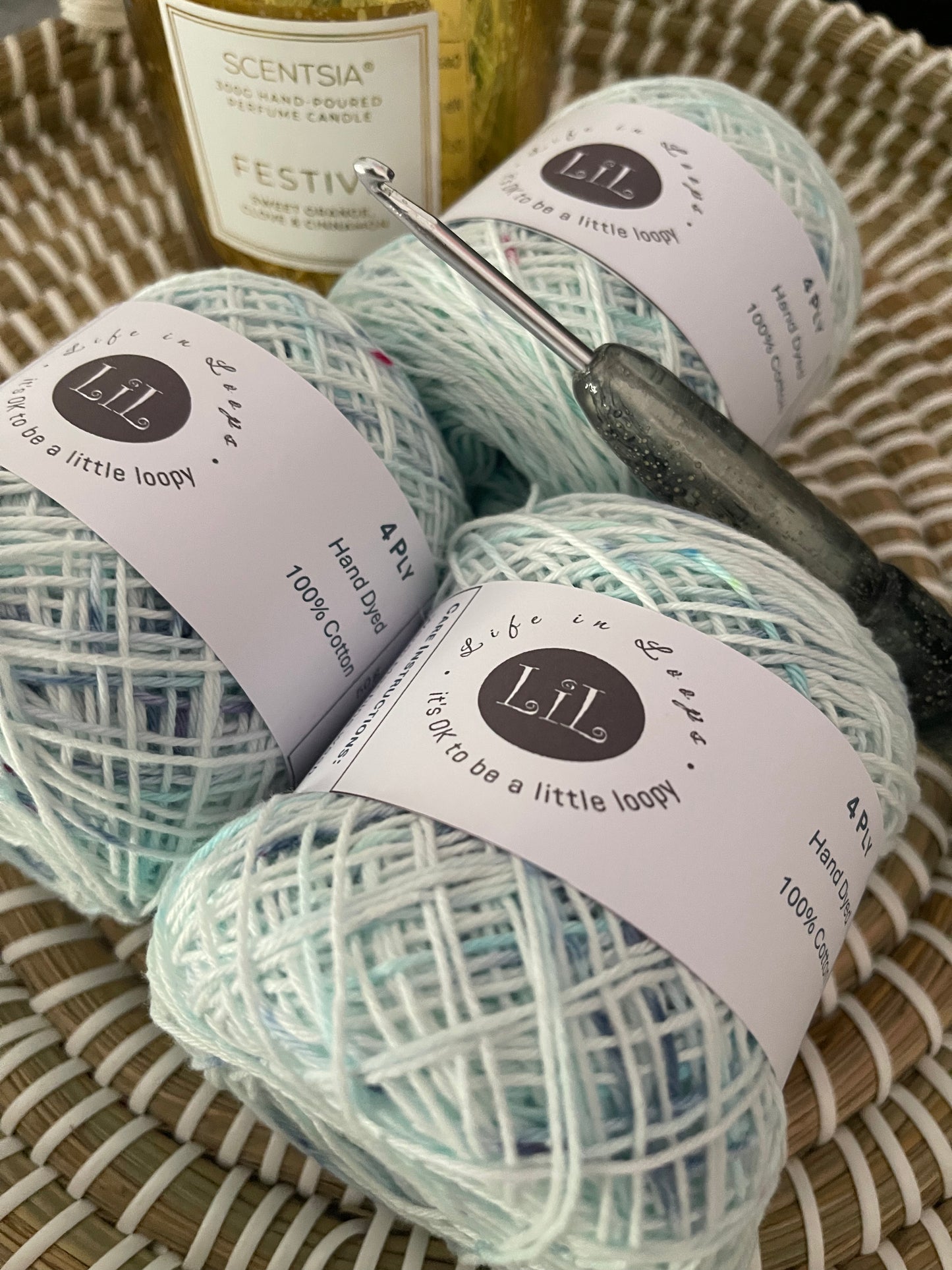 Hand Dyed Cotton Yarn - 50g 4 ply Speckles