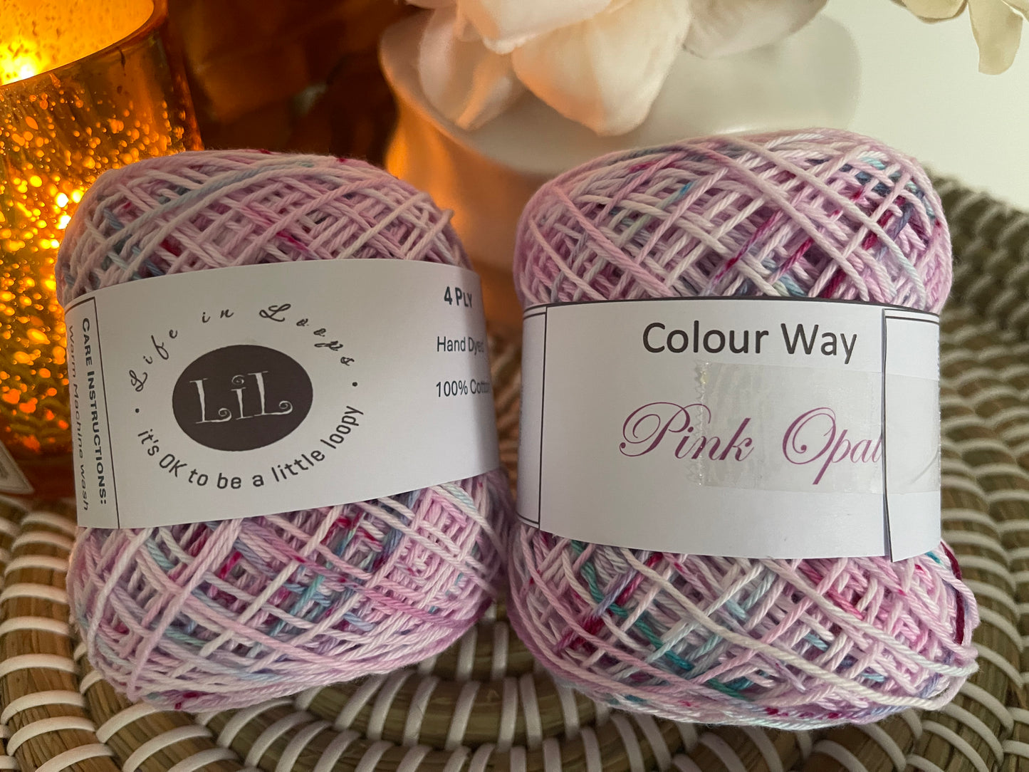 Hand Dyed Cotton Yarn - 50g 4 ply Speckles