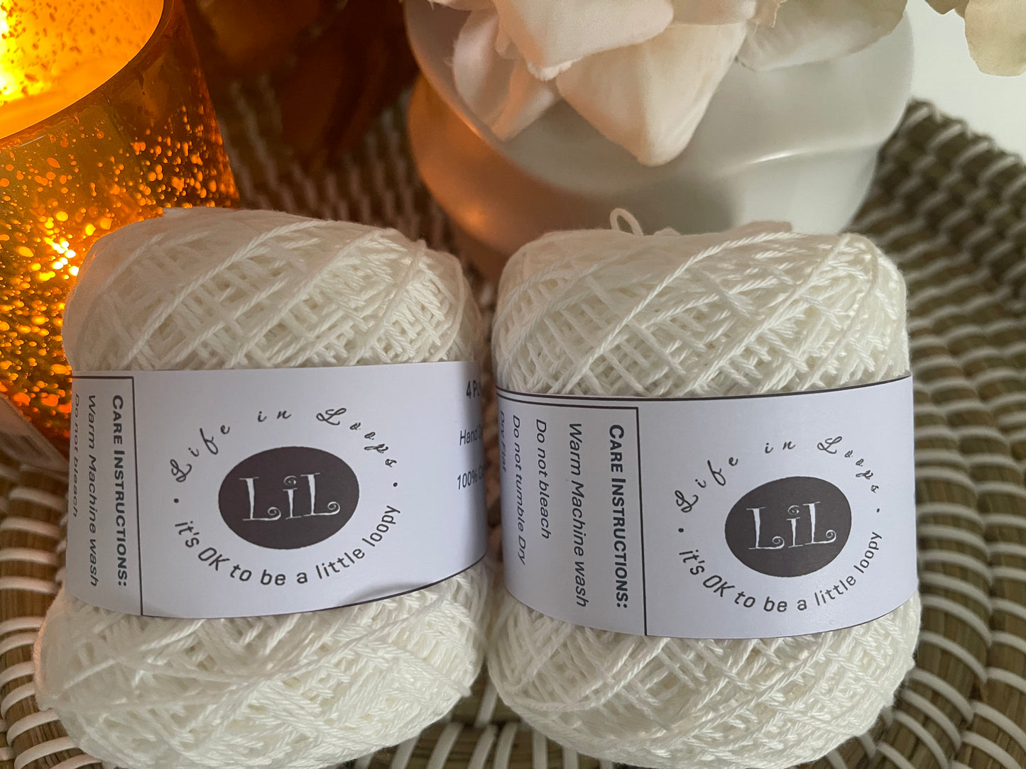 Hand Dyed Cotton Yarn - 50g 4 ply Plain/Semi Tonals