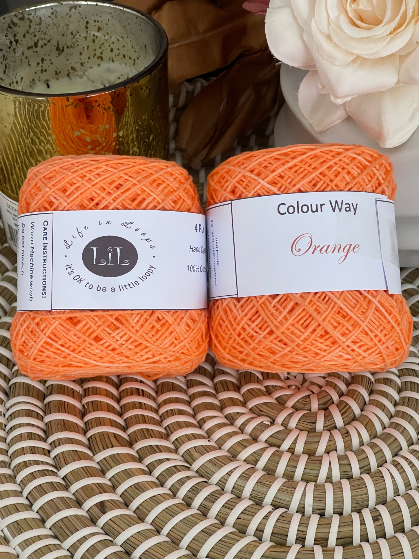 Hand Dyed Cotton Yarn - 50g 4 ply Plain/Semi Tonals