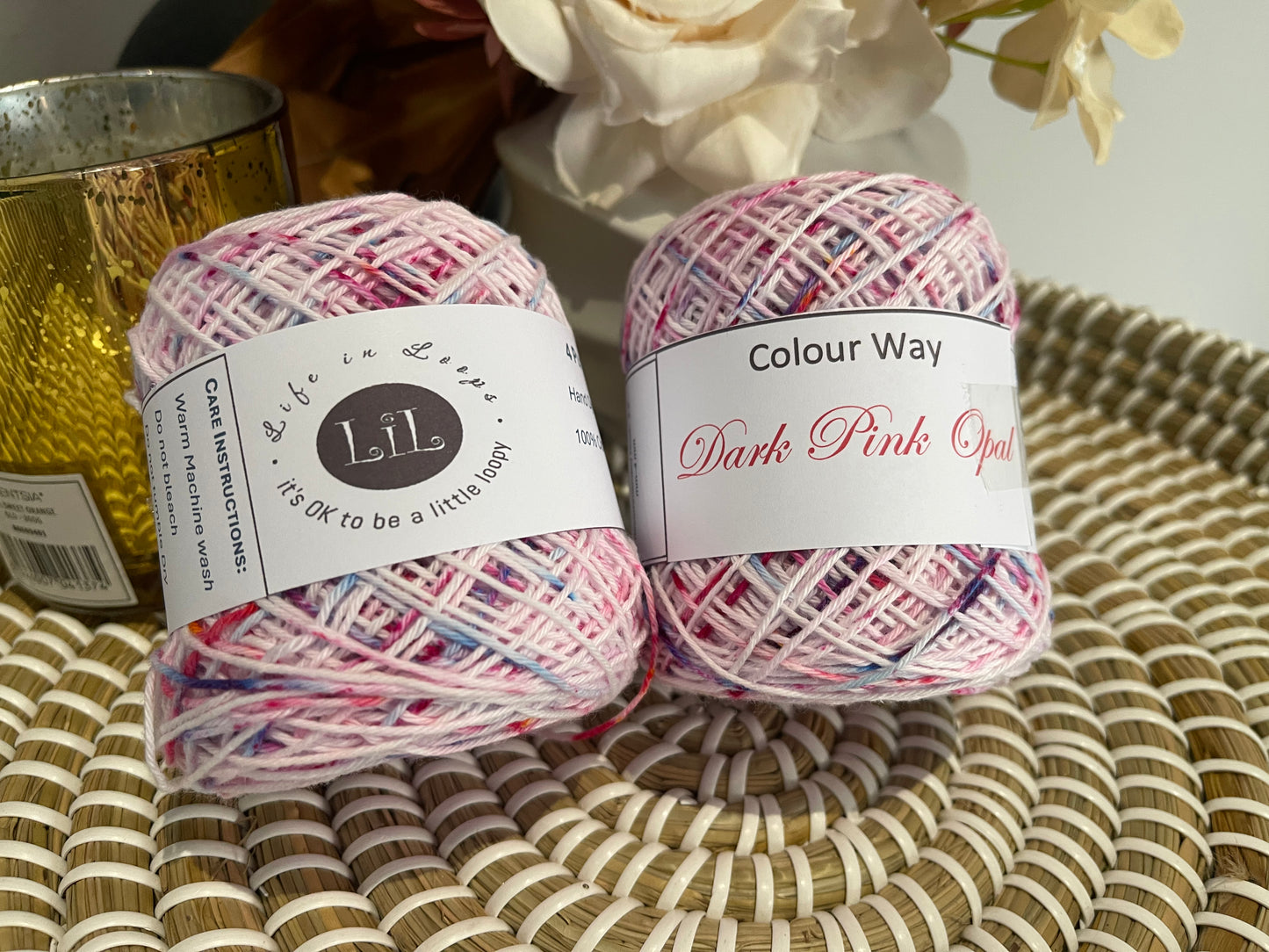 Hand Dyed Cotton Yarn - 50g 4 ply Speckles