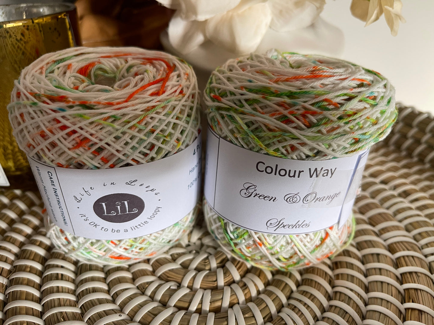 Hand Dyed Cotton Yarn - 50g 4 ply Speckles