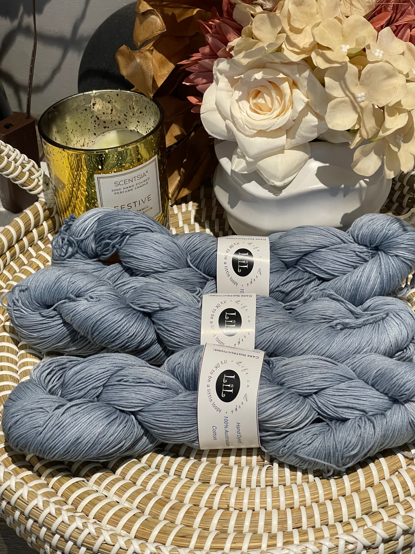 Hand Dyed Cotton Yarn - 100g Semi Tonal