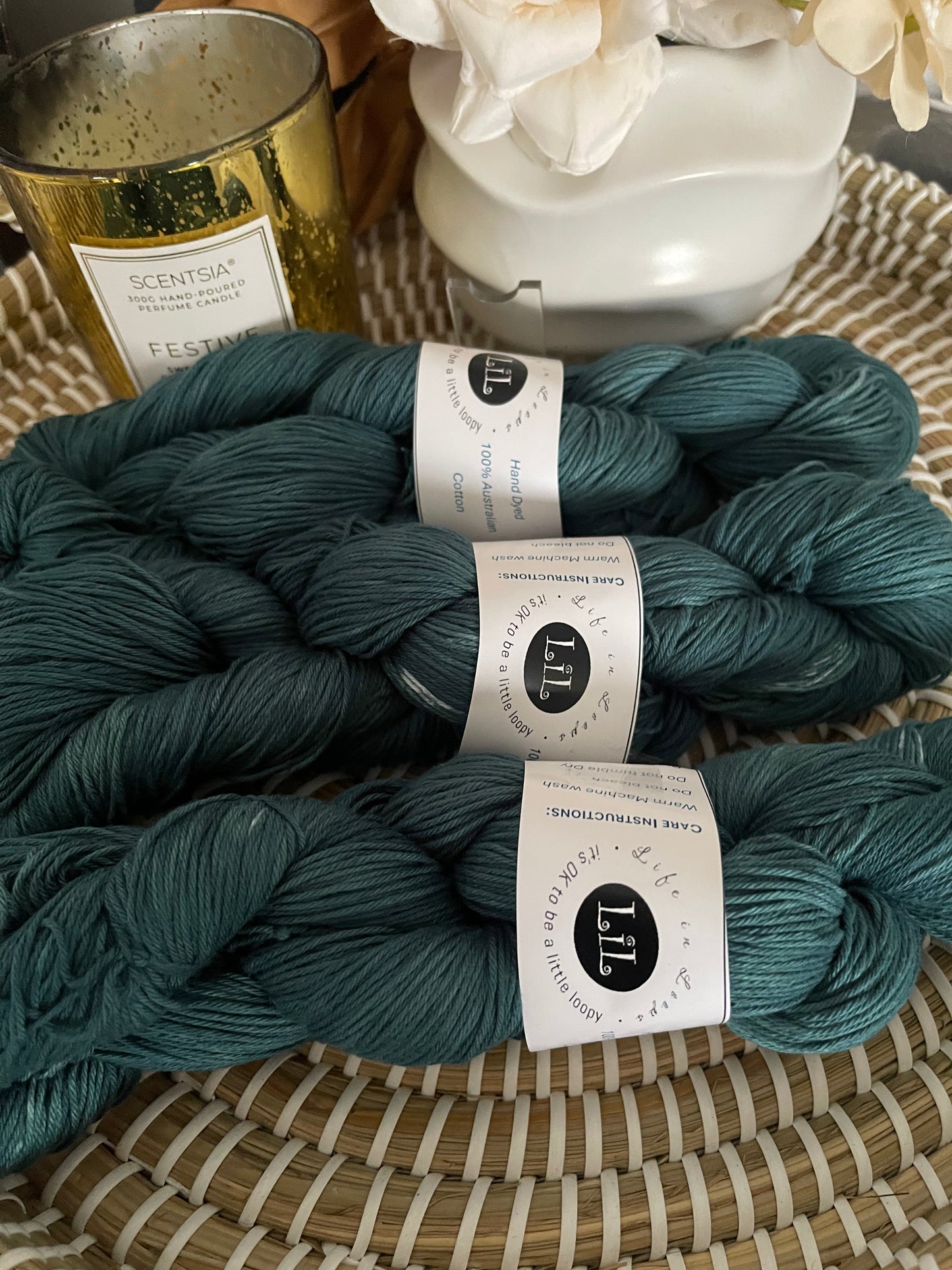 Hand Dyed Cotton Yarn - 100g Semi Tonal