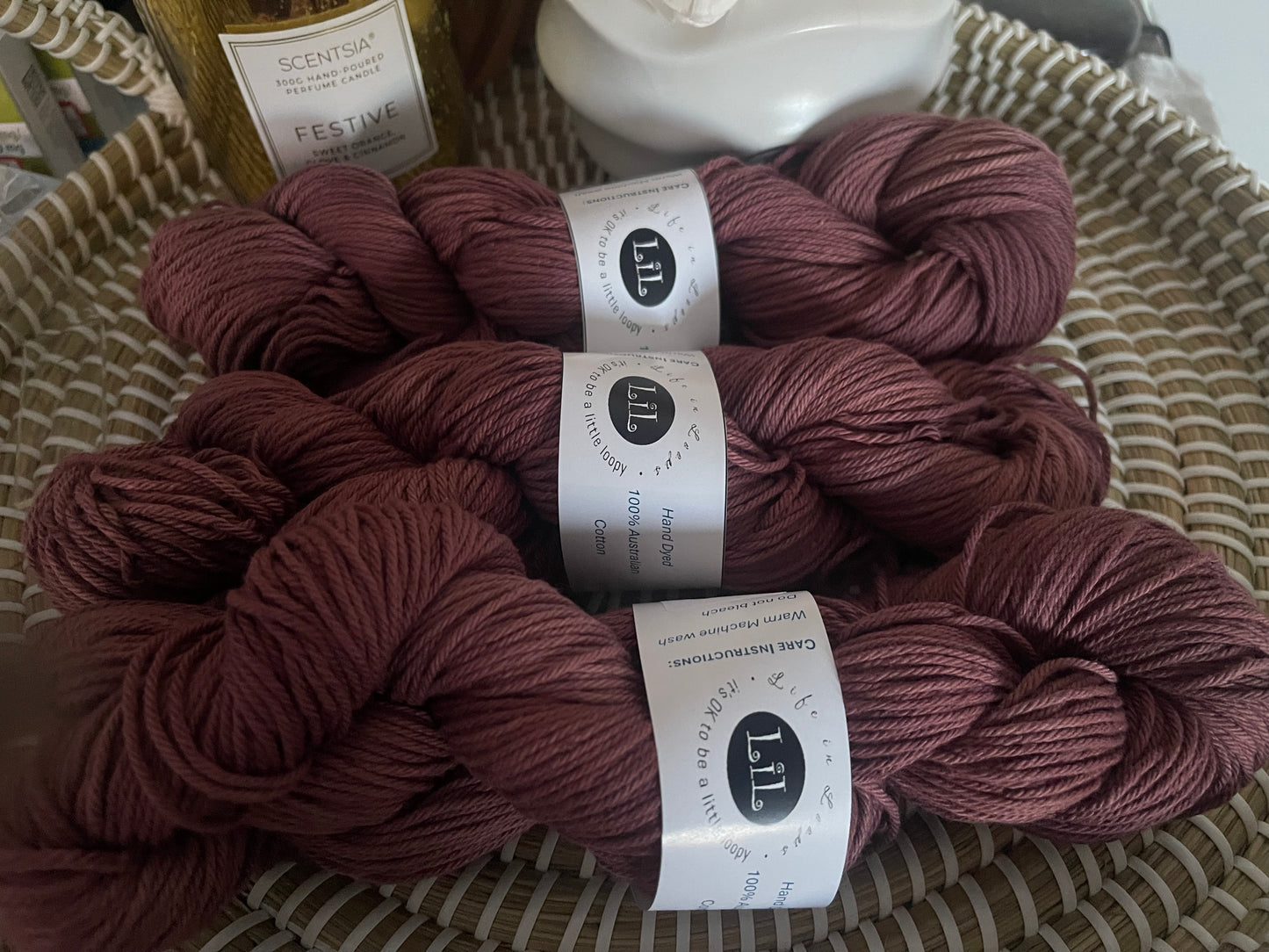 Hand Dyed Cotton Yarn - 100g Semi Tonal
