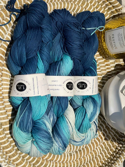 Hand Dyed Cotton Variegated Yarns 100g for Knitting and Crocheting Projects