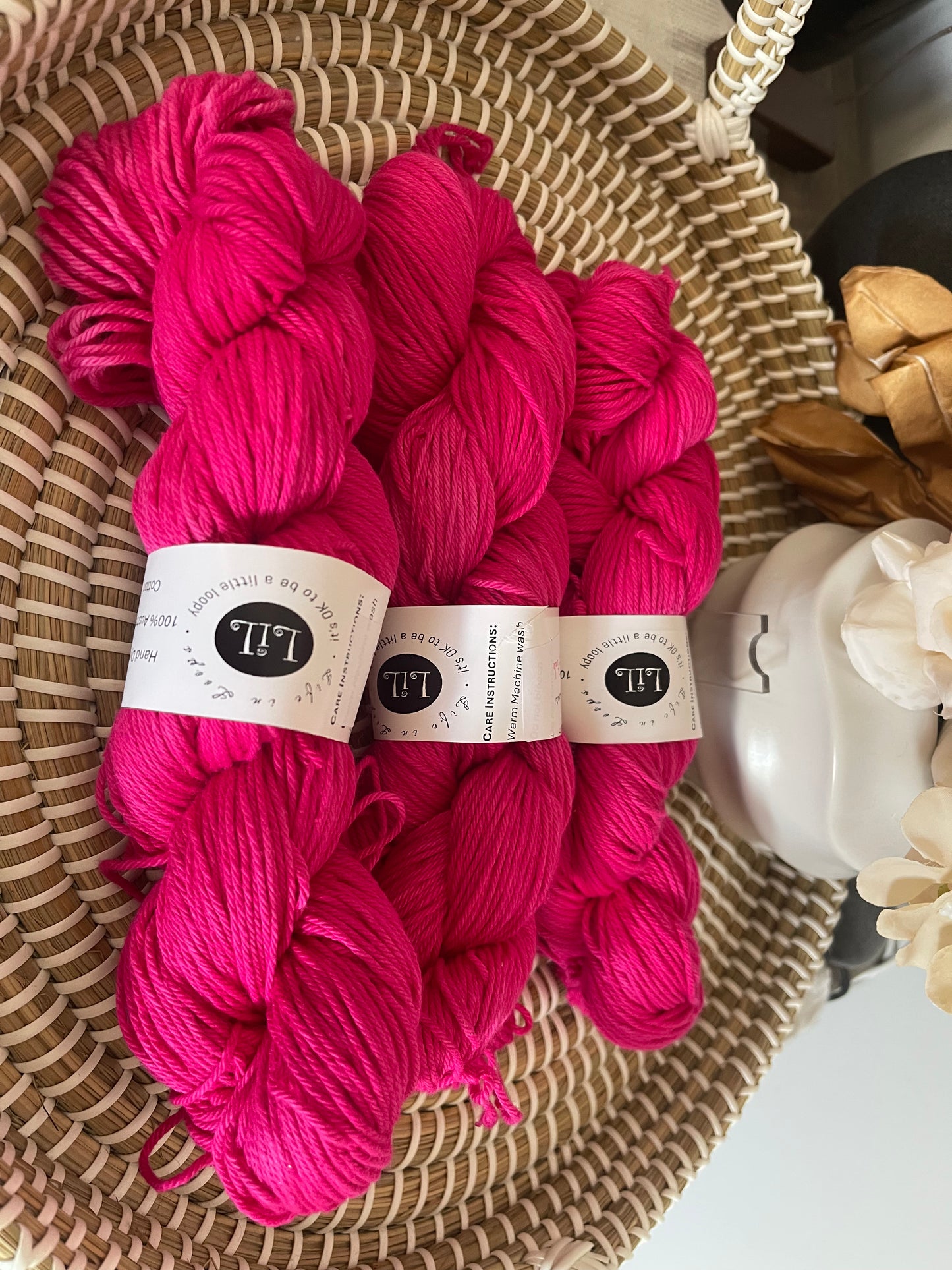 Hand Dyed Cotton Yarn - 100g Semi Tonal
