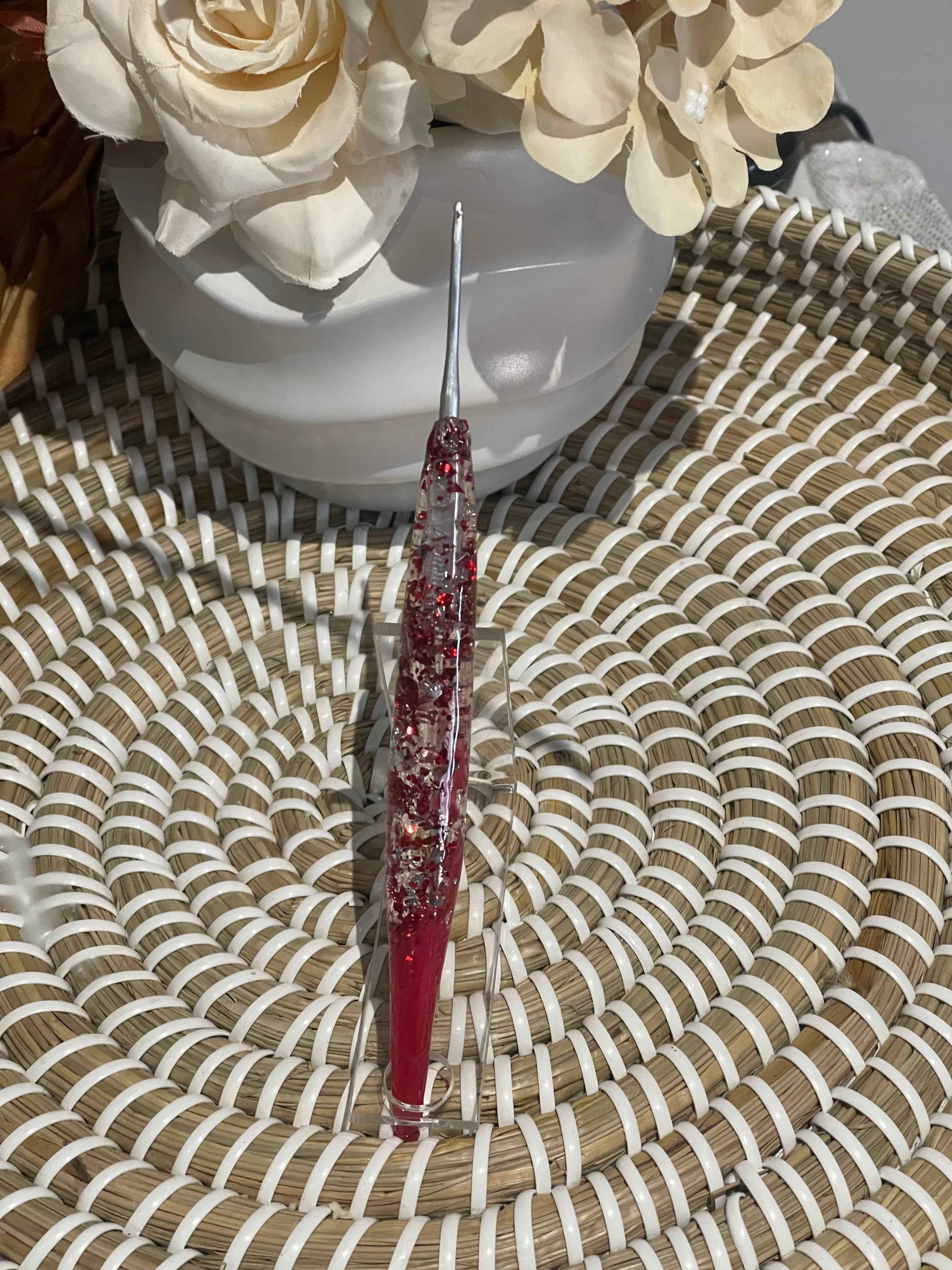 Red Pixie Resin Crochet Hook – 2mm Clover Armour ❤️🧚‍♀️