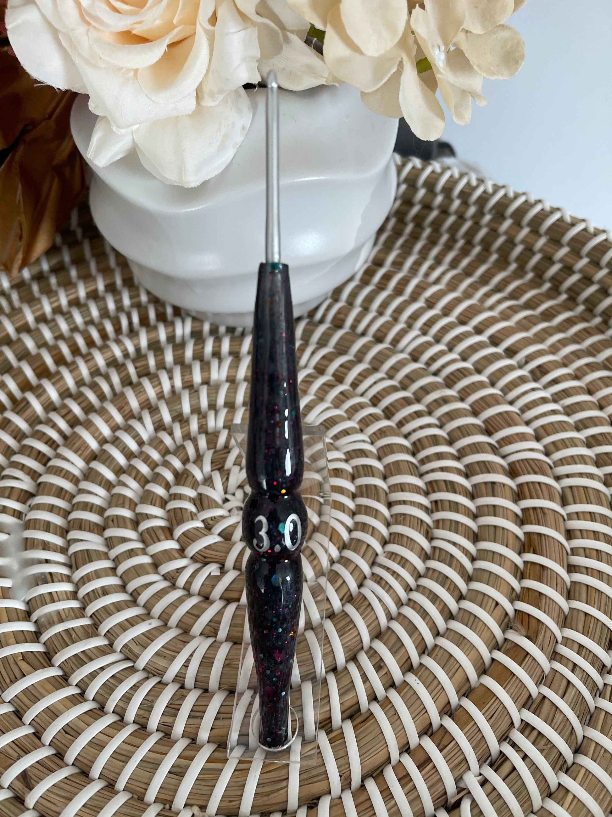 Midnight Opal Resin Crochet Hook – 3mm Clover Amour 🌌✨