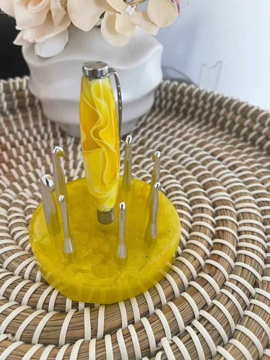 Sunburst Acrylic Claw-Style Interchangeable Crochet Hook Set (With Base)