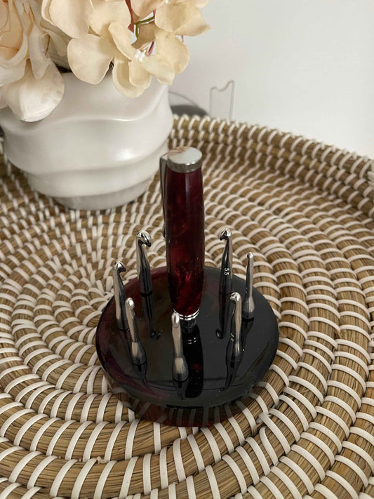 Garnet Ember Acrylic O-Ring Interchangeable Crochet Hook Set (With Base)