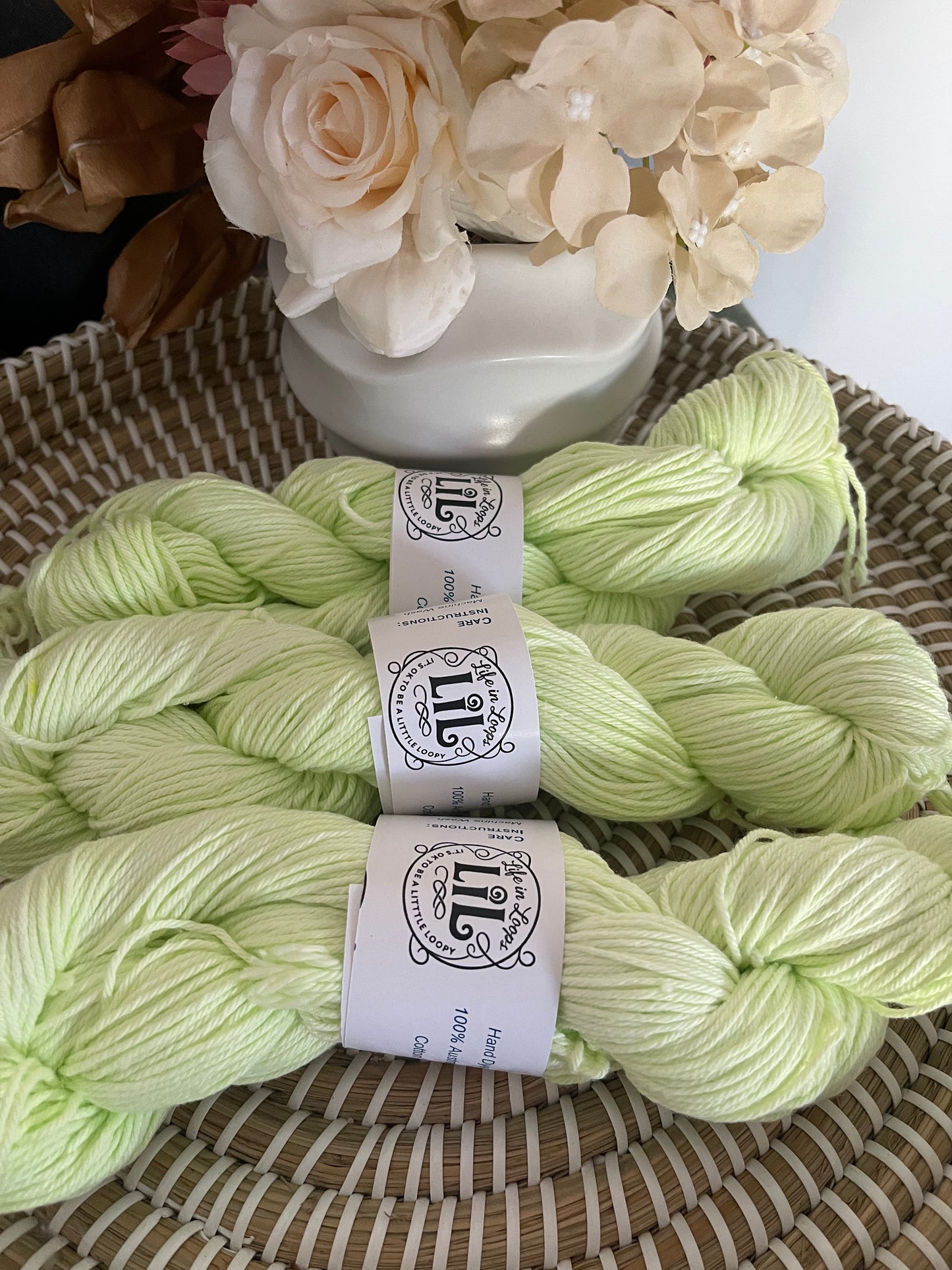Australian Hand-Dyed Cotton Yarn - 100g Pastels (Light and Polite)