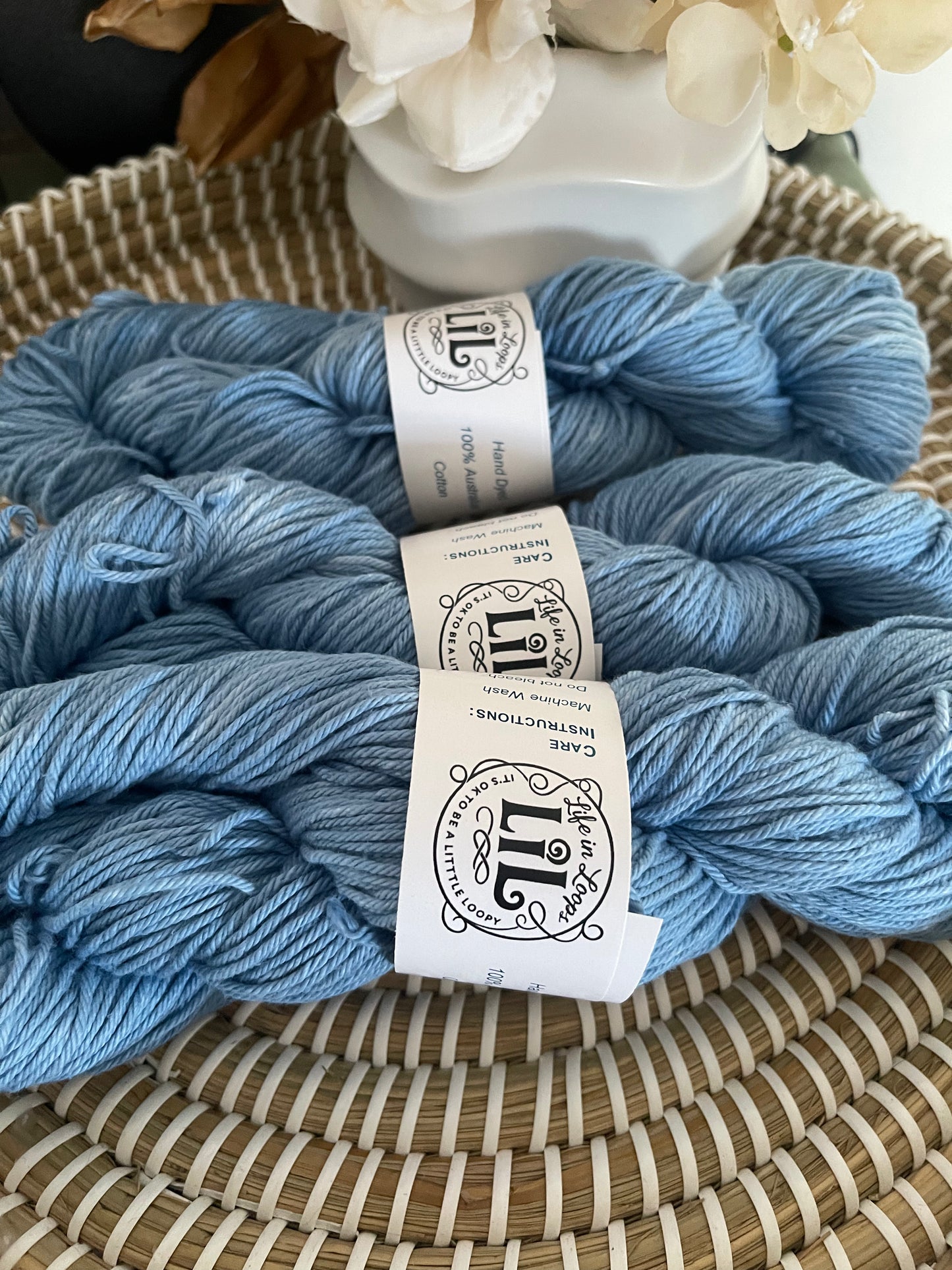 Australian Hand-Dyed Cotton Yarn - 100g Pastels (Light and Polite)
