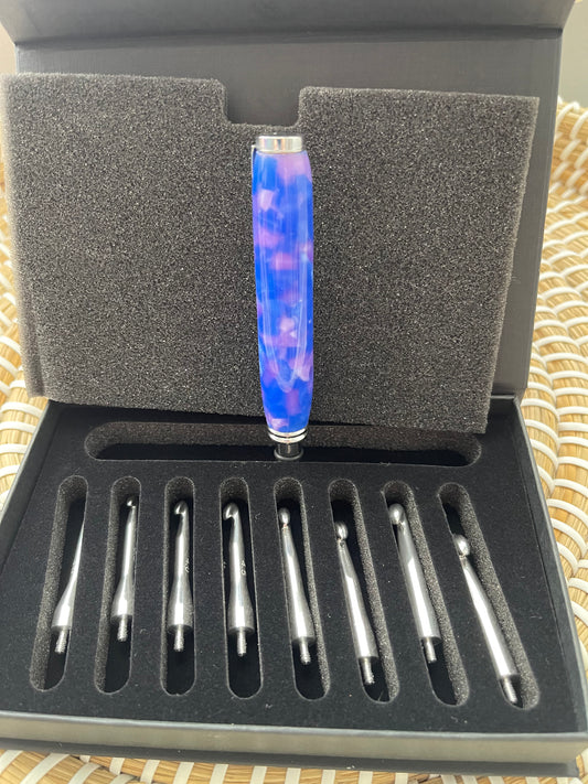 Blue Ring Acrylic O-Ring Interchangeable Crochet Hook Set